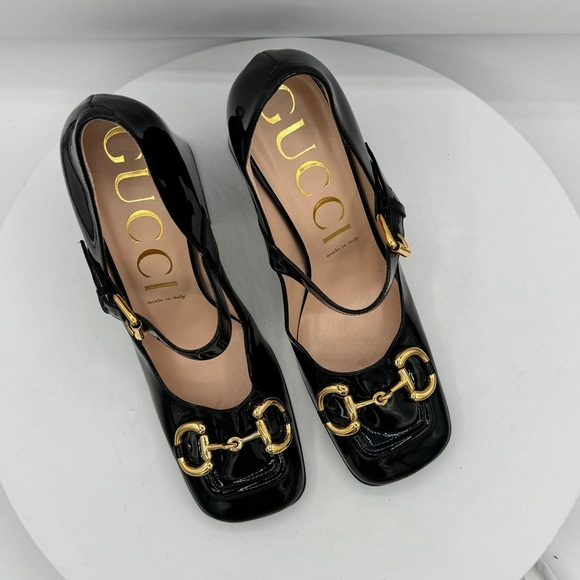 NEW GUCCI Lady Horsebit Patent Mid-Heel Mary Jane Pumps SZ EU 40 CLR Black - Picture 9 of 14